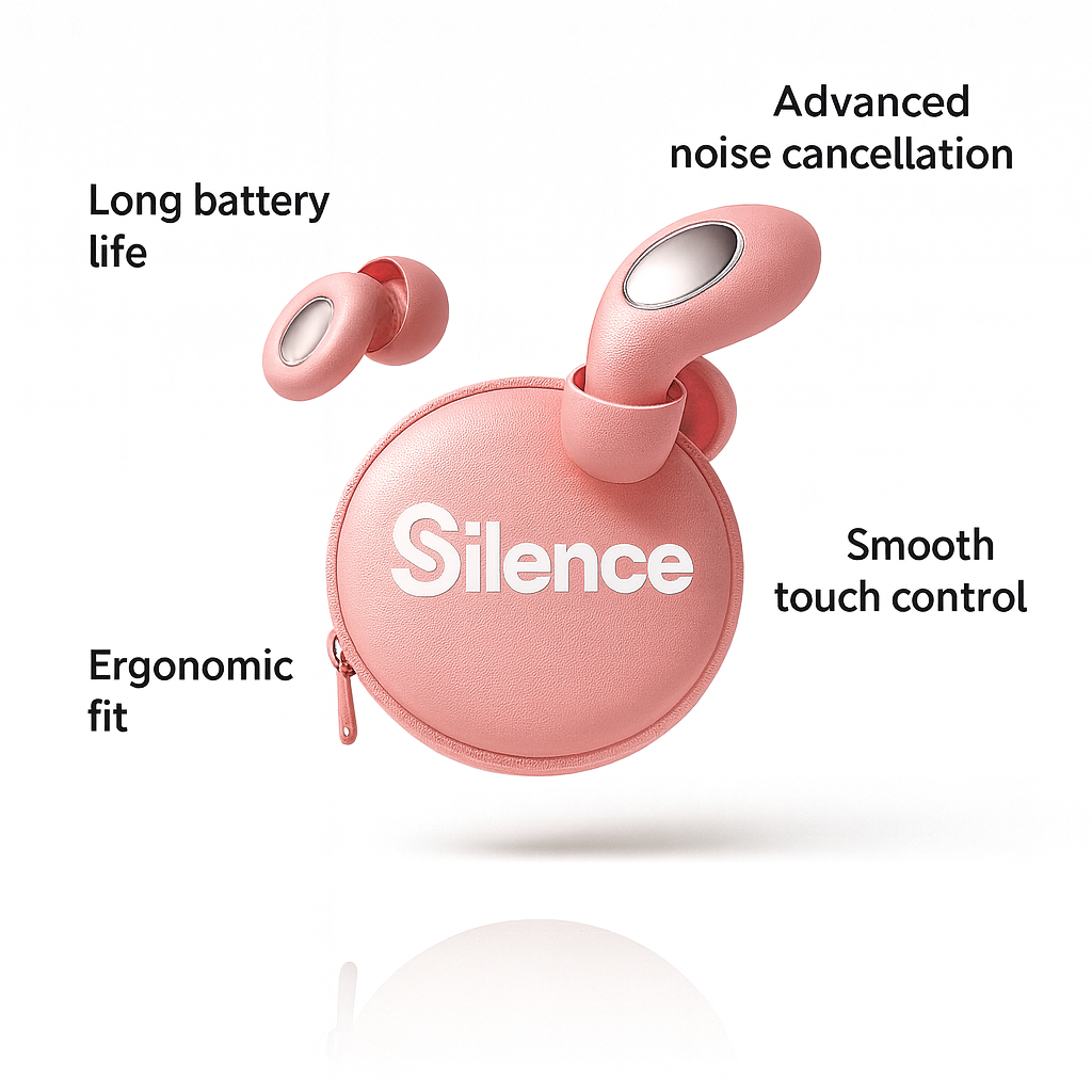 SSILENCE – Blush Pink Noise-Cancelling Earplugs for Sleep & Focus