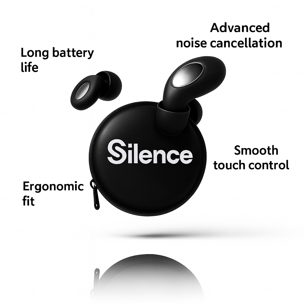 SSILENCE – Jet Black Noise-Cancelling Earplugs for Sleep & Focus