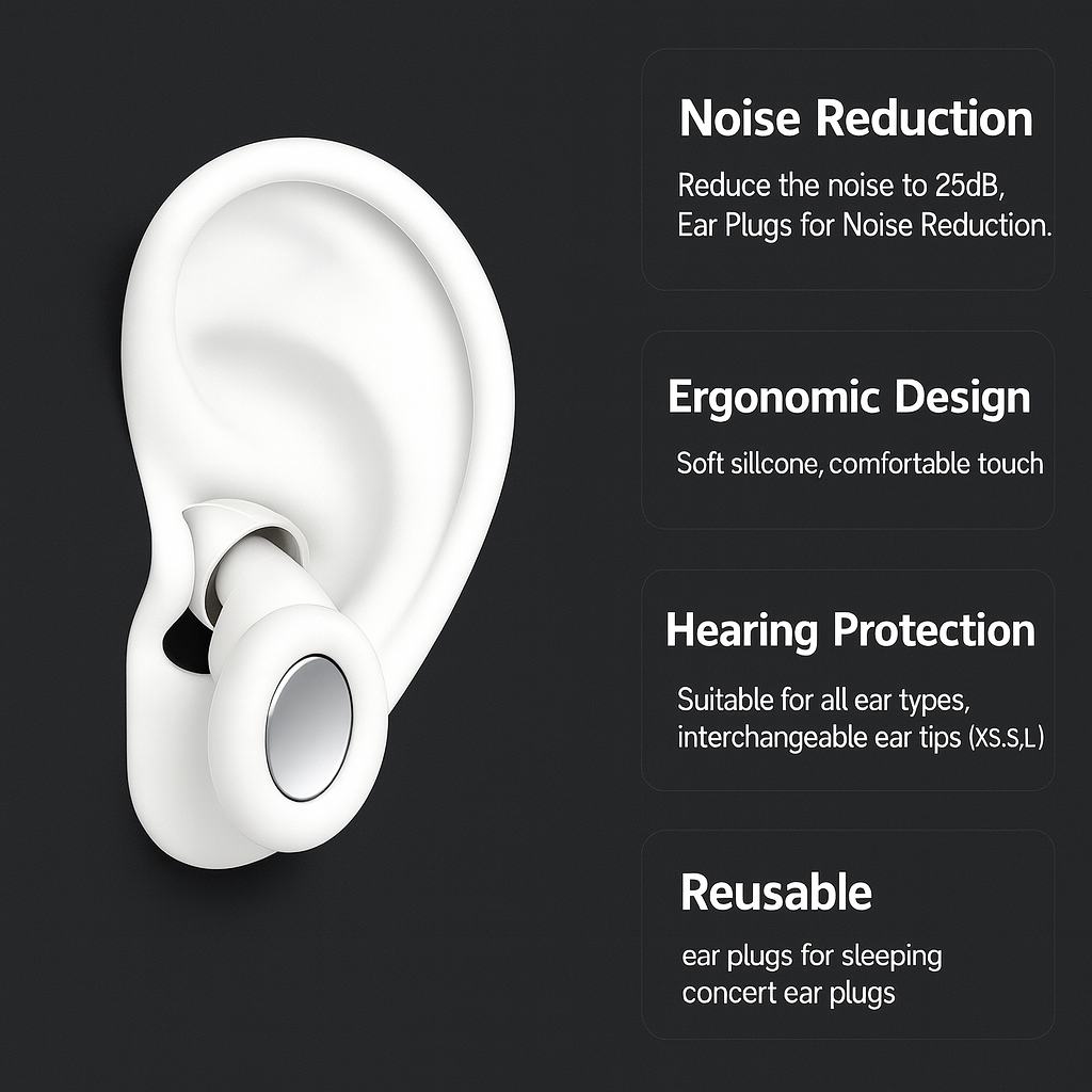 SSILENCE – Serene White Noise-Cancelling Earplugs for Sleep & Focus