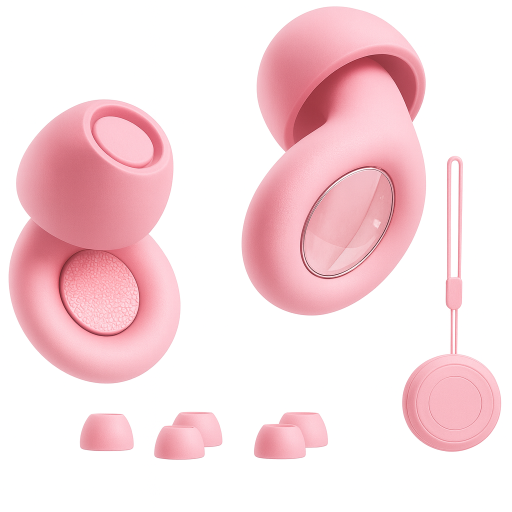 SSILENCE – Blush Pink Noise-Cancelling Earplugs for Sleep & Focus