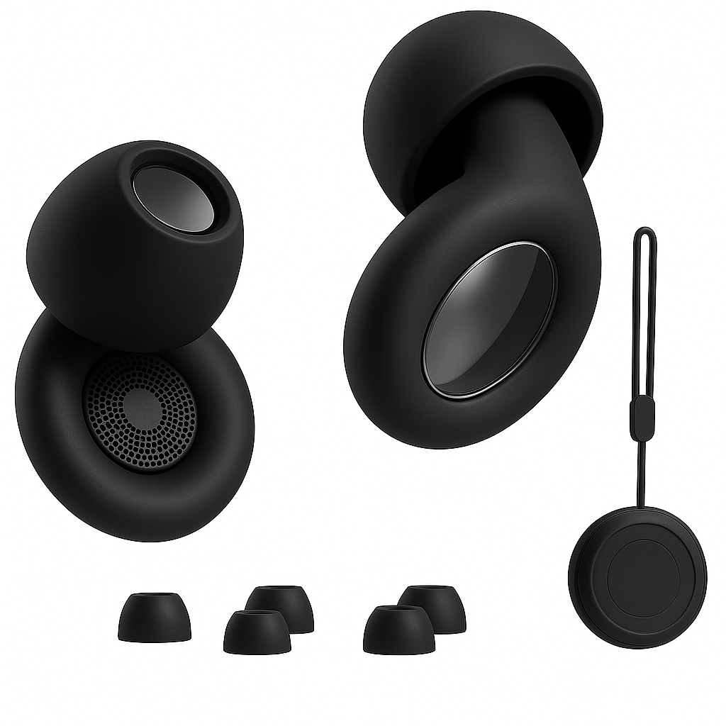 SSILENCE – Jet Black Noise-Cancelling Earplugs for Sleep & Focus